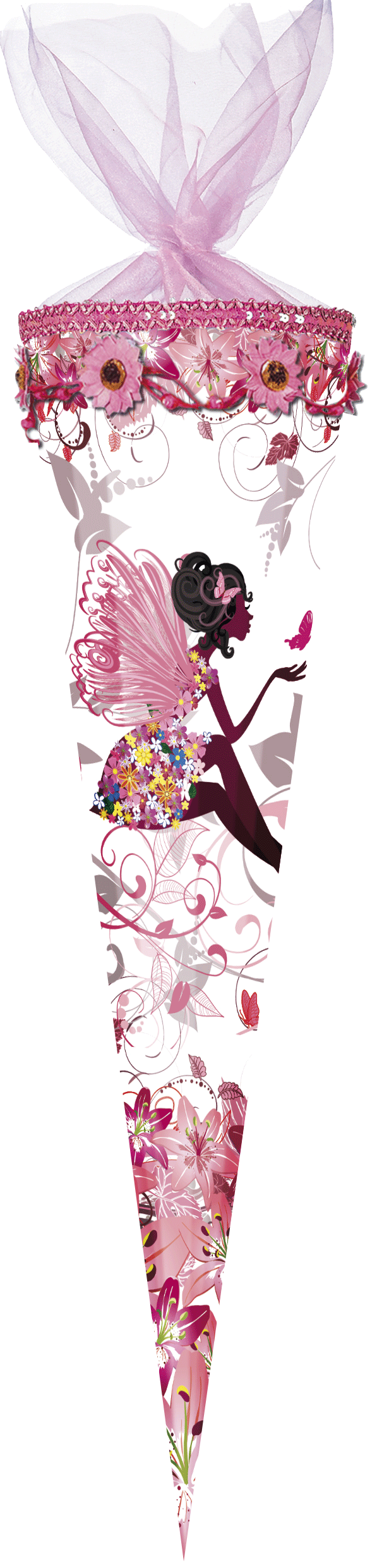 Schultüte Blumenfee mit Blumenranke