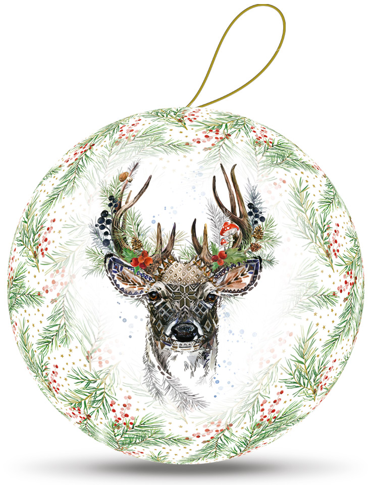 Weihnachtskugel "Waldhirsch", 10 cm