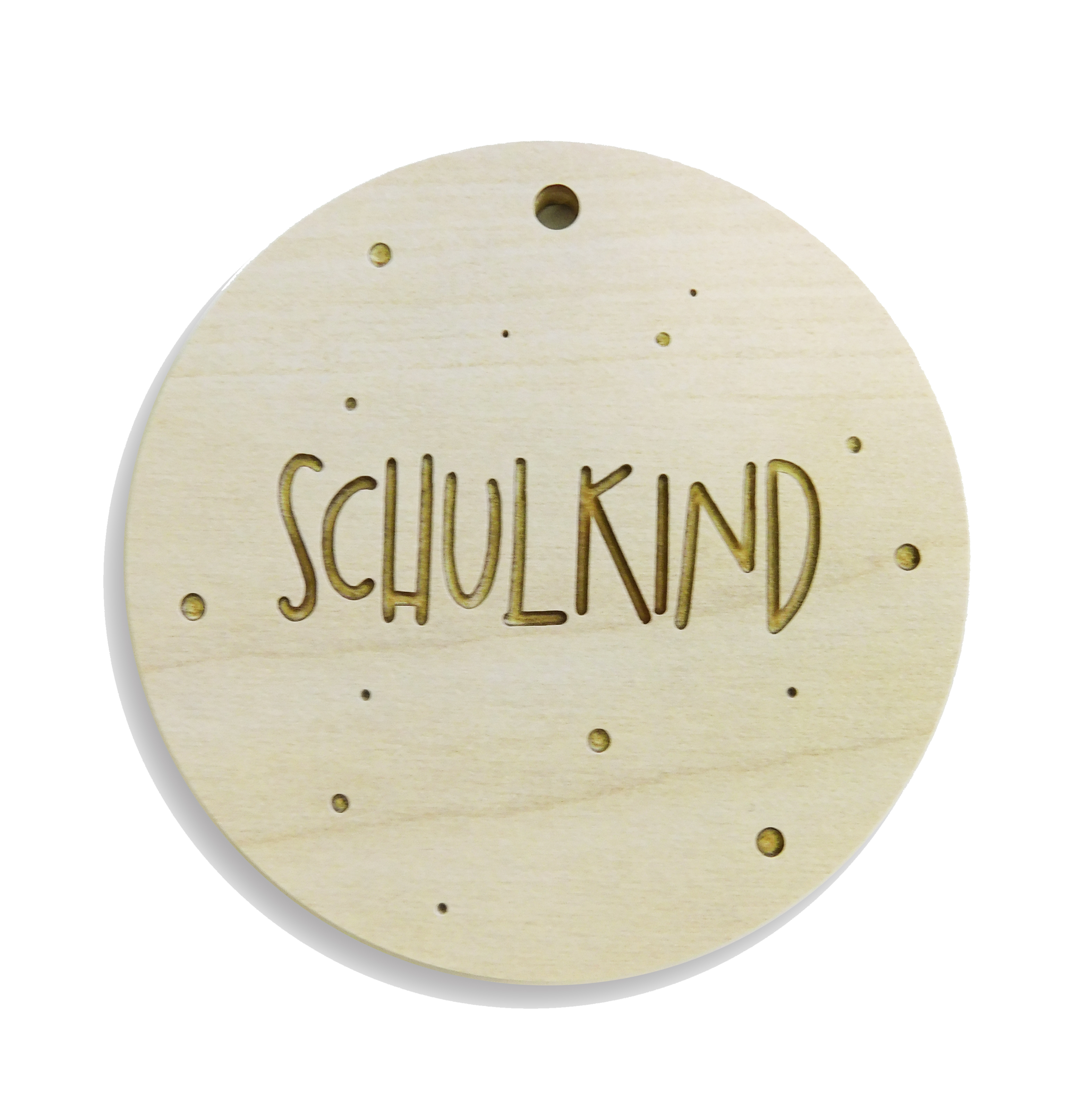 Schultütenanhänger aus Holz "Schulkind" rund