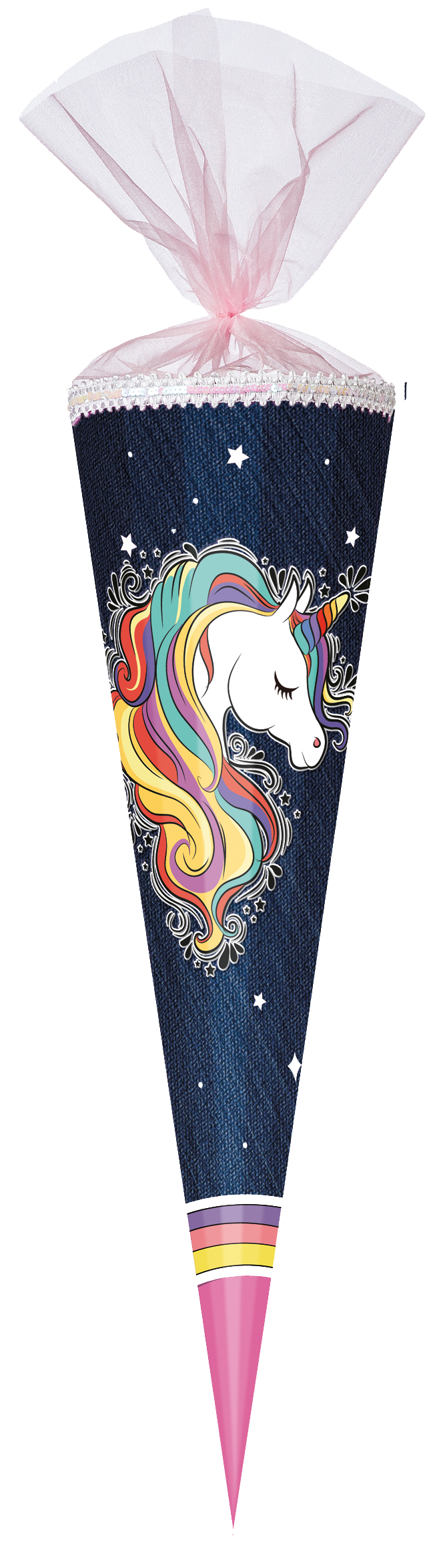 Schultüte Regenbogen Mähne mit Glitzer