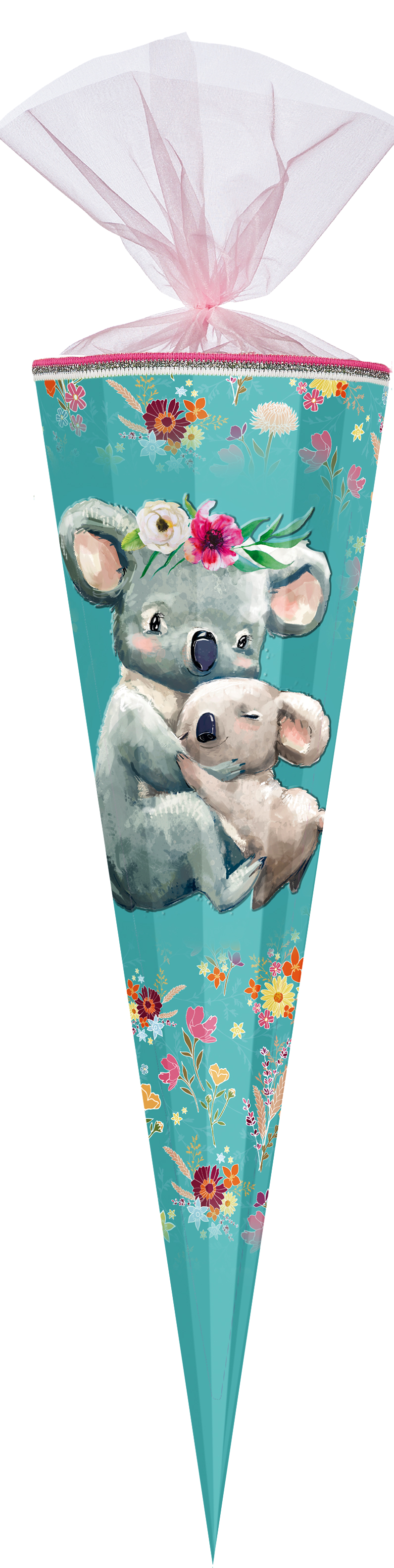 Schultüte Koalafamilie mit Stoffblumen
