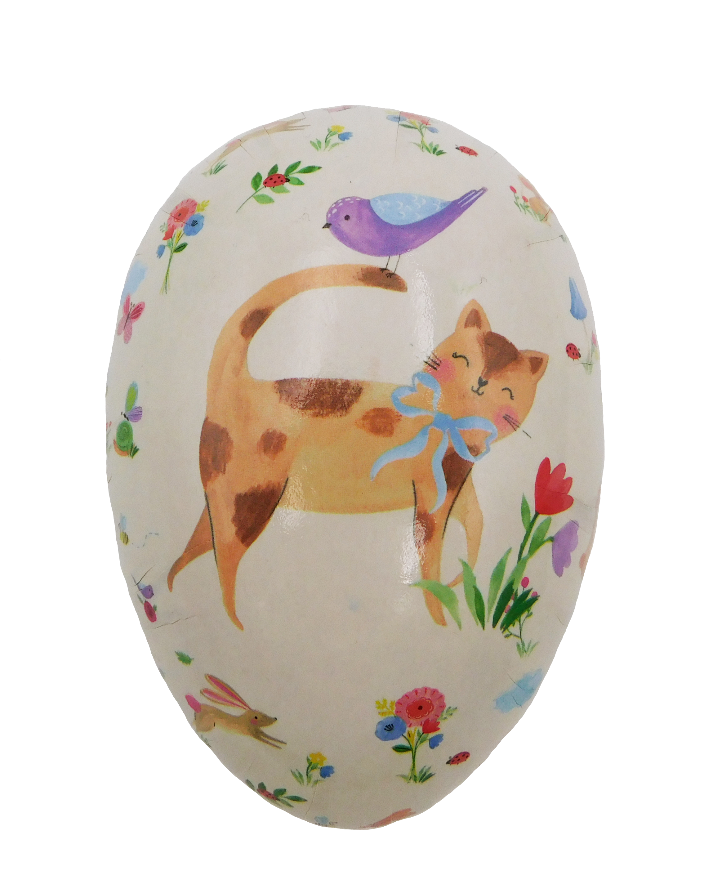 Limited Edition - Osterei Katze mit Vogel - 12 cm