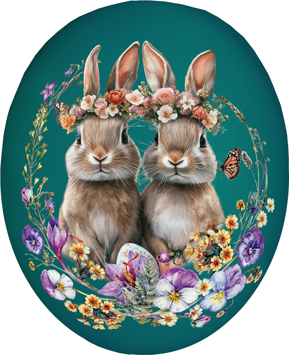 Osterei XXL Floral Couture Hasenpärchen