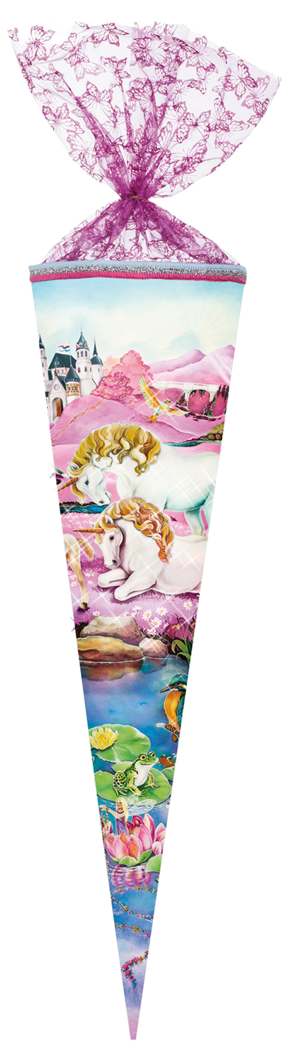 Schultüte Einhorn Familie mit Glitzer