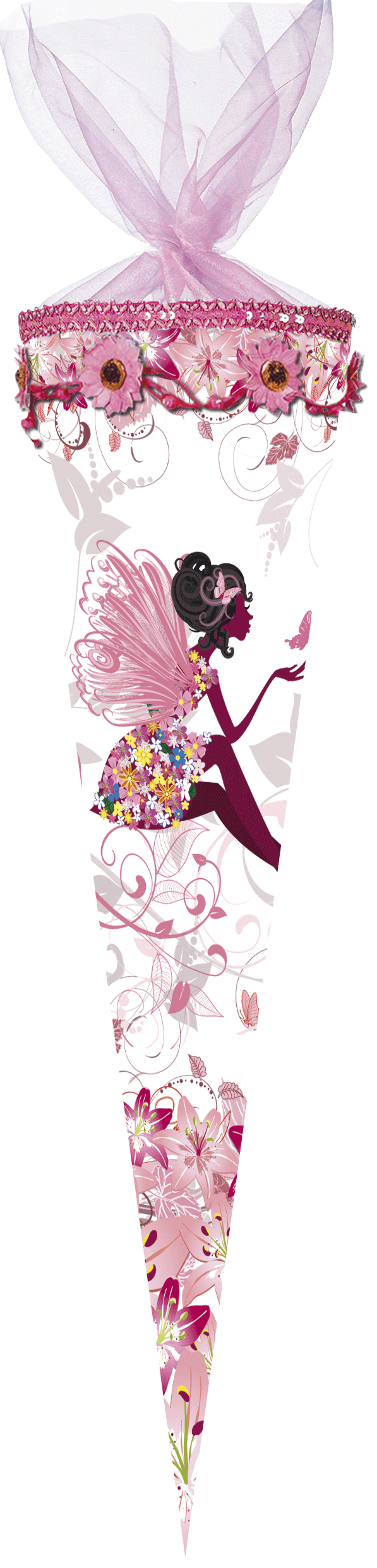 Schultüte Blumenfee mit Blumenranke