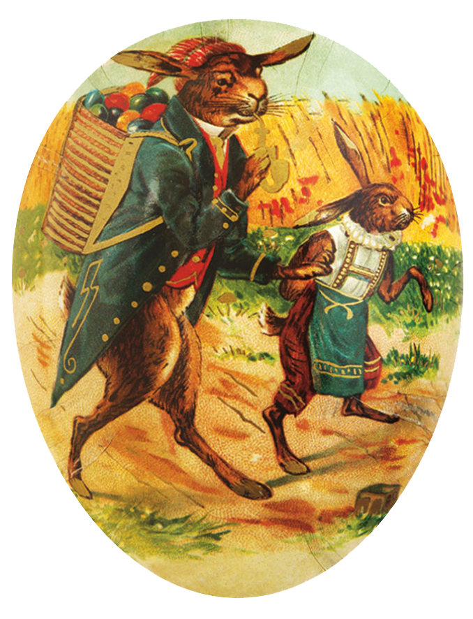 Osterei Hasenvater mit Sohn - 15 cm