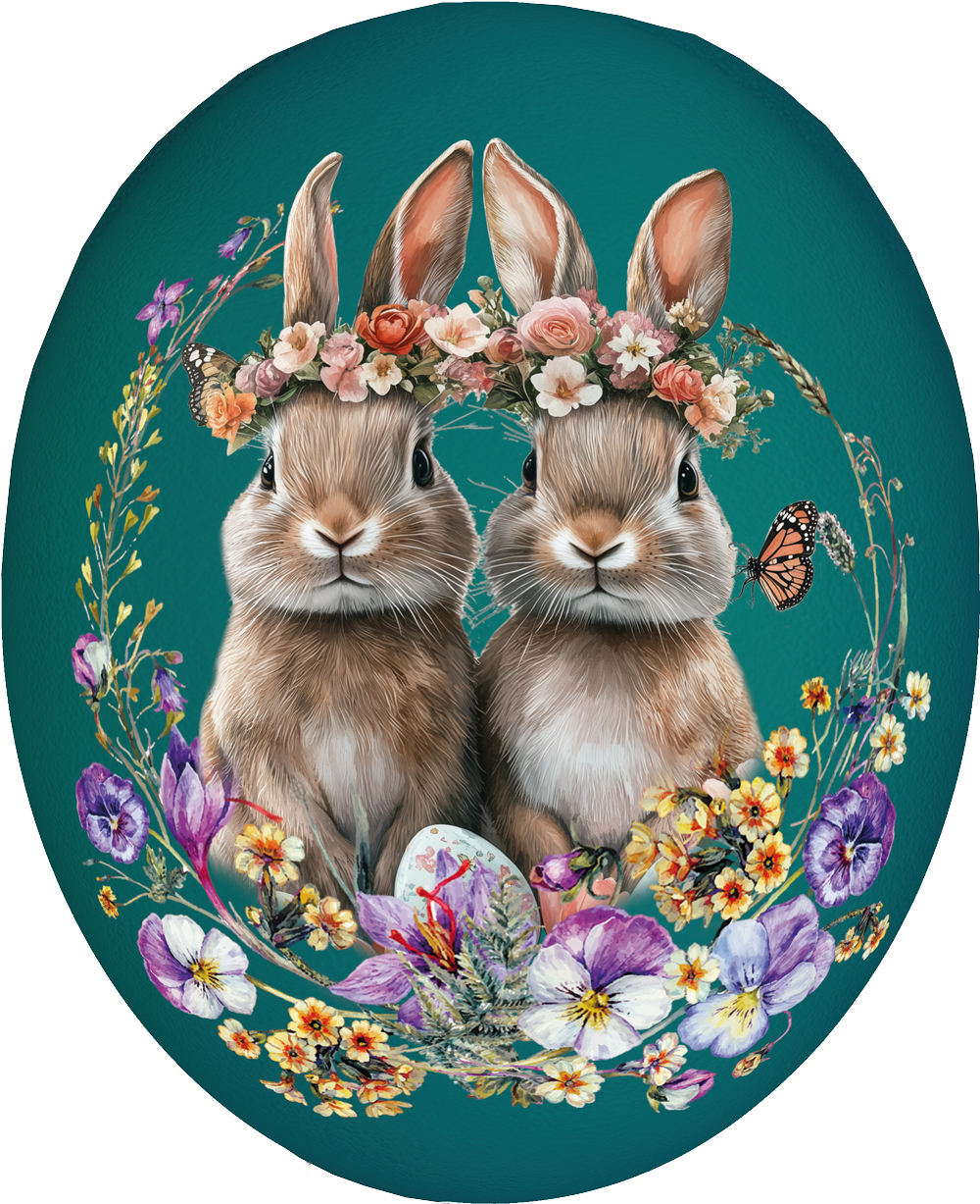 Osterei XL Floral Couture - Hasenpärchen