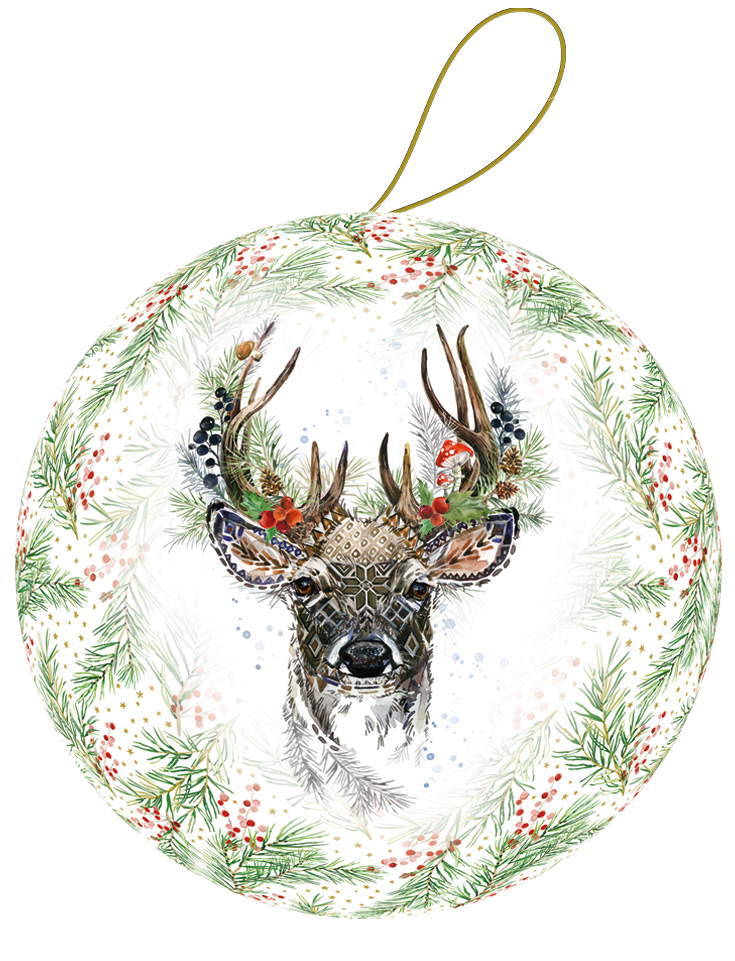 Weihnachtskugel "Waldhirsch", 10 cm