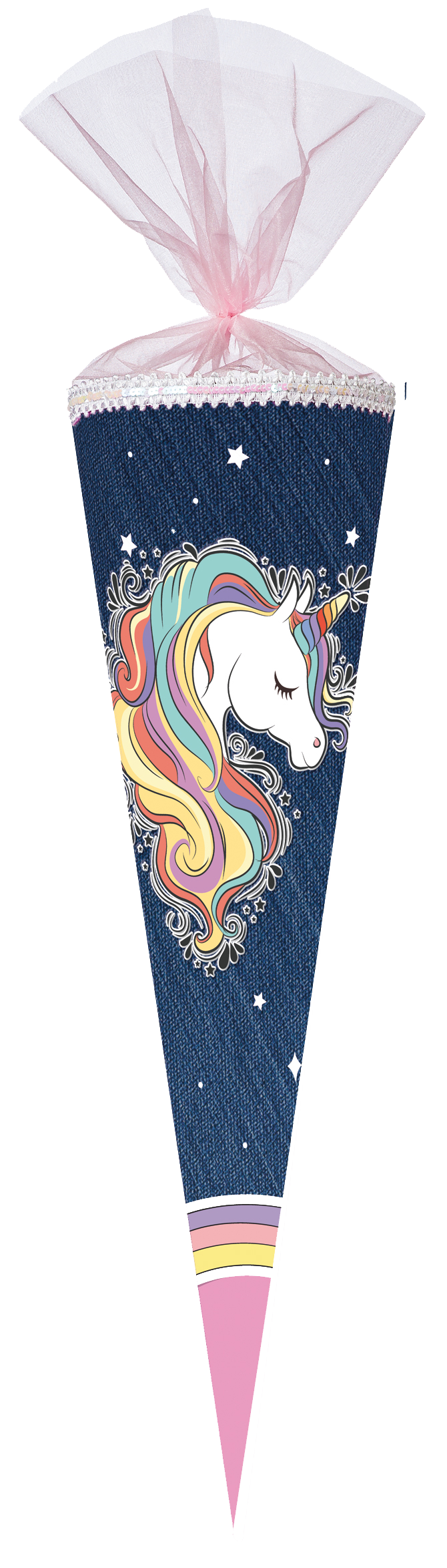 Schultüte Regenbogen Mähne mit Glitzer