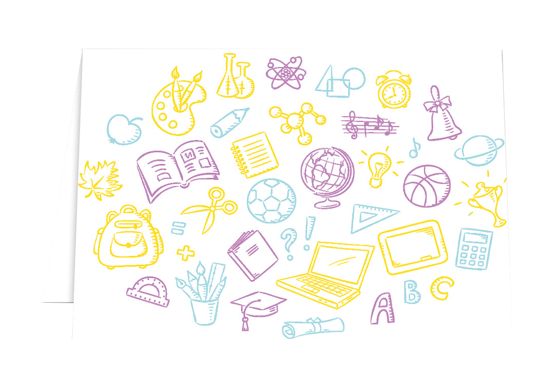 Grußkarte Schulbeginn Doodles