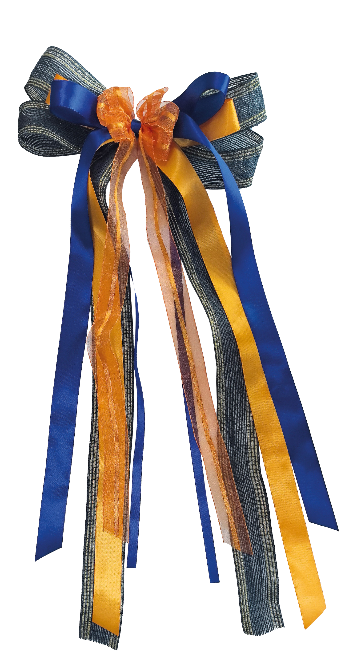 Schultütenschleife blau/orange/Jute