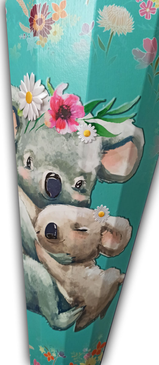 Schultüte Koalafamilie mit Stoffblumen